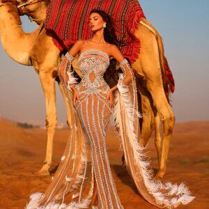 Vlora & Kaltrina Couture Beaded Evening Gown